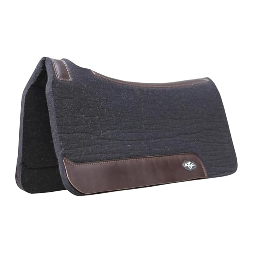 100% Steam Pressed Wool Felt Western Saddle Pad (28" x 30" x 1" / Black)
