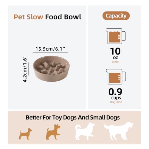 Ceramic Slow Feeder Dog Bowls (Brown Coffee)