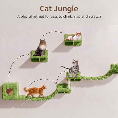 Cat Wall Furniture (Green / 9 Piece Set)