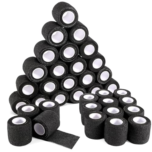 36 Rolls Black Elastic Self Adhesive Bandage Wrap 2 Inch (2 Inch-36 Count Black)