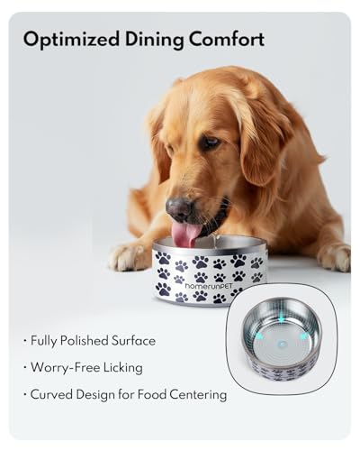 Double Wall Stainless Steel Dog Bowls (32oz / Paw Print)