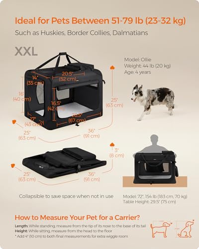 Collapsible Soft Dog Crate (XXL（36.0"L x 25.0"W x 25.0"H） / Black)