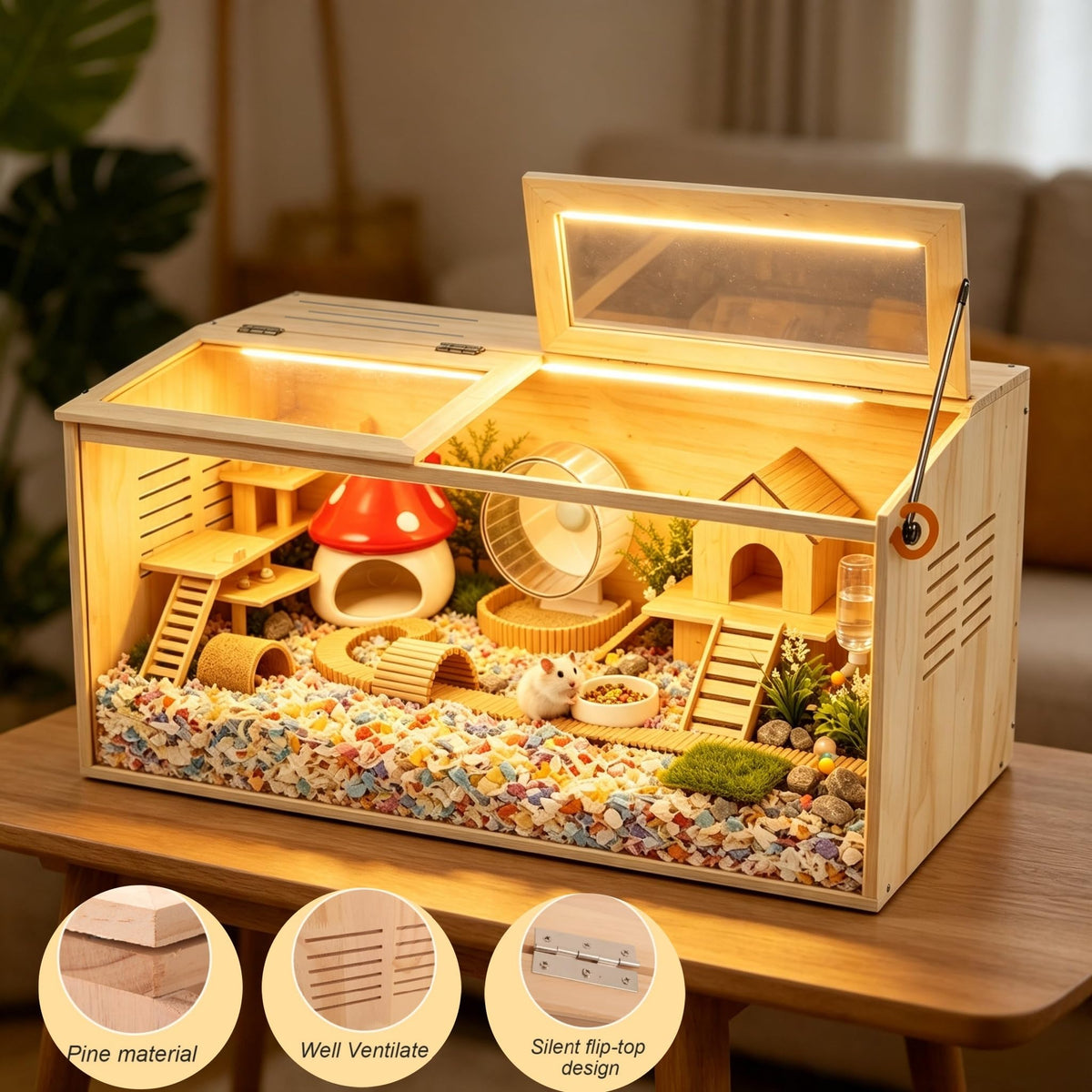 Wooden Hamster Cage (48.0"L x 20.0"W x 20.0"H)