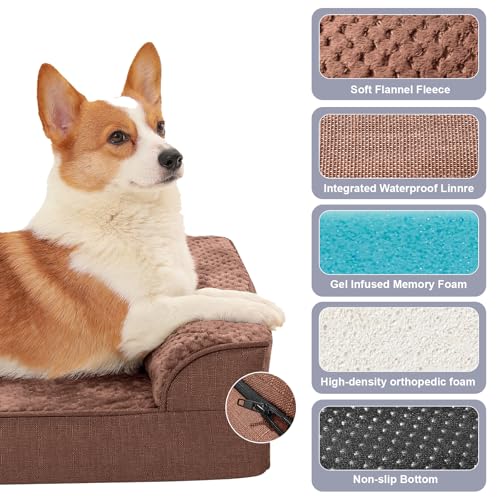 Waterproof Dog Bed for Small Dogs (Fluffy Style-Brown / S(30"x20"x3"))