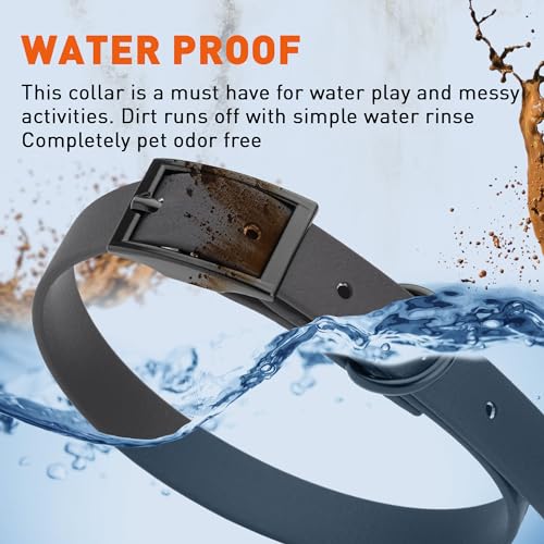 Biothane Waterproof Dog Collar Strong Coated Nylon Webbing with Black Hardware Odor (W5/8" x L12-15" / Black)