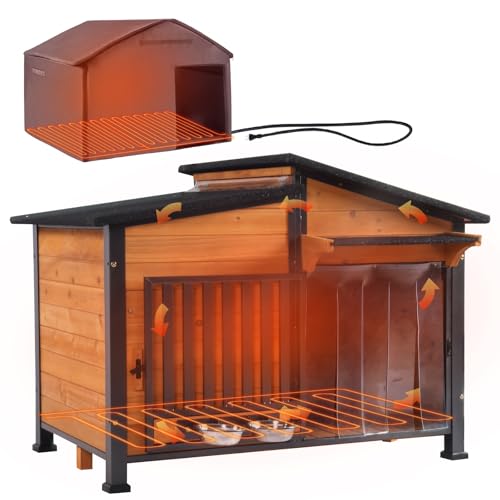 Heated Dog House Outdoor Dog Kennel with Safe Heated Pad