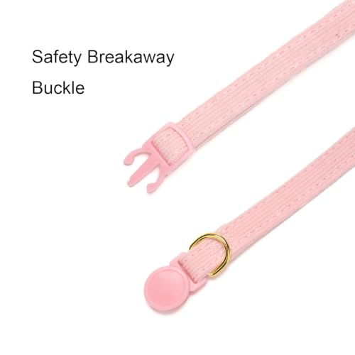 2 Pack Soft Corduroy Cat Collars with Bow Tie & Bell Adjustable Breakaway Kitten Bowtie Collar for Girl Boy Cats (S:Neck 7.0" - 11.0" / Corduroy-Blue Pink)