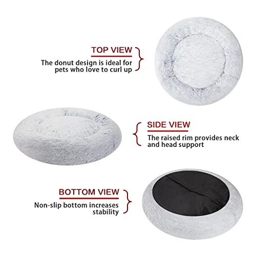 Calming Fluffy Donut Dog Bed for Large Dogs (36.0"L x 36.0"W x 8.0"Th / Light Blue)