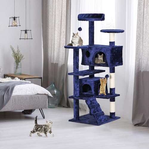 54 in Cat Tree Tower for Indoor Cats Multi (Blue)