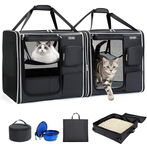 Extra Large Cat Carrier Soft Sided (Foldable Black)