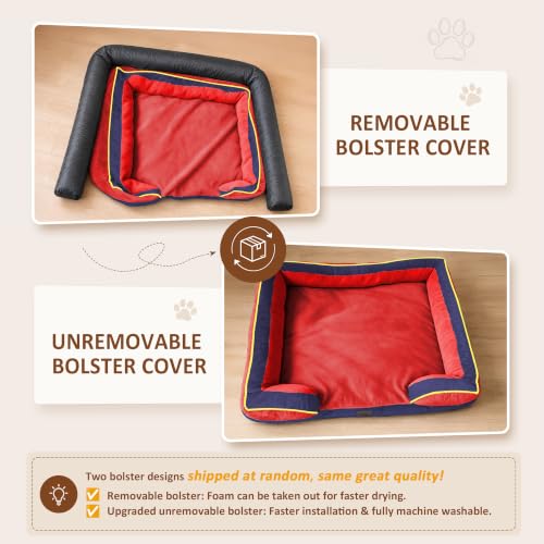 Orthopedic Dog Beds for Large Sized Dog with Bolster (36.0"L x 27.0"W x 8.0"Th / Kansas)