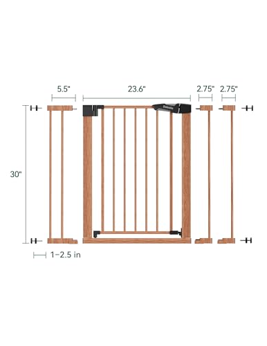 26 40 in Pressure Mounted Baby Gate for Stairs (Brown Wood Pattern / 30"High 26"-40" Wide)