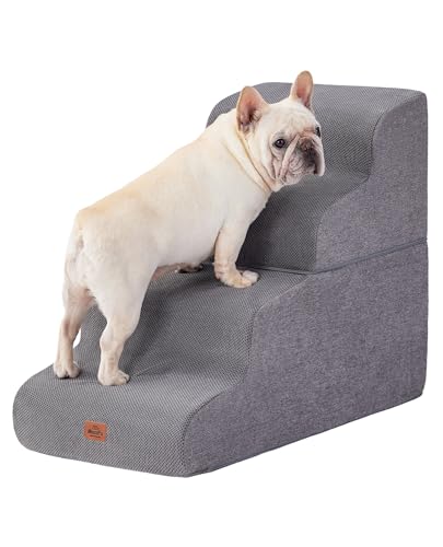 Gray Curved Dog Stairs Ramp for High Beds 22.8" H (Gray / 4-Step)