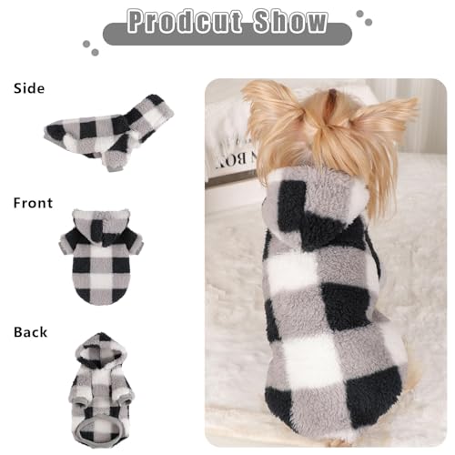 Dog Sweaters for Small Dogs (XX-Small (Chest 10 in) / Black Grid)