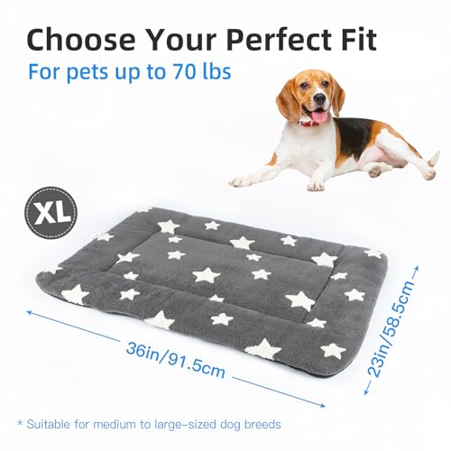 Dog Crate Pad Washable Dog Bed for Crate Flat Cat Pet Kennel Mat (36''L x 23''W x 1.5''Th / Grey)