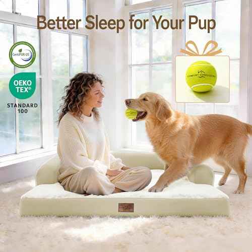 Orthopedic XL Dog Bed for Large and Extra Large Dogs (Beige / 42"L x 30"W x 7.5"Th)