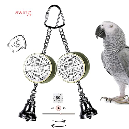 Bird Toys Parrot Talking Coach & Interactive Voice Bell for Parakeet (Blue)