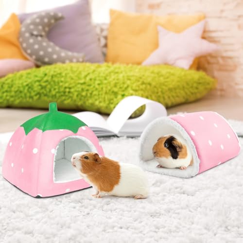 Guinea Pig Hideout with Tunnel (Pink strawberry)