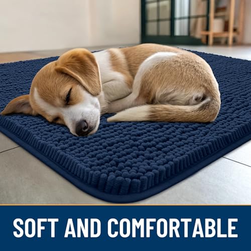 Dog Door Mat for Muddy Paws 36x24 (Dark Blue / 36"X24")
