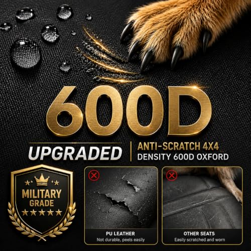 Back Seat Extender for Dogs (Black with Orange / For Cars/Mid-Size SUV/Small Truck)