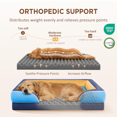 Orthopedic Dog Beds for Large Sized Dog with Bolster (36.0"L x 27.0"W x 8.0"Th / Houston)