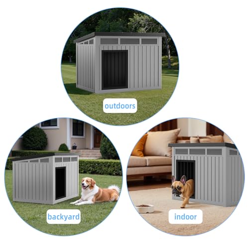 Dog House Indoor Outdoor (Deep Gray / 32.2”L x 25.12”W x 24.13”H)