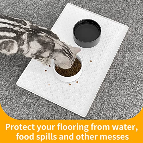Pet Placemat for Dog and Cat (18"L x 12"W / White)