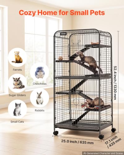 Metal Small Animal Cage 52.4"H 6 (25.0"L x 17.1"W x 52.4"H)
