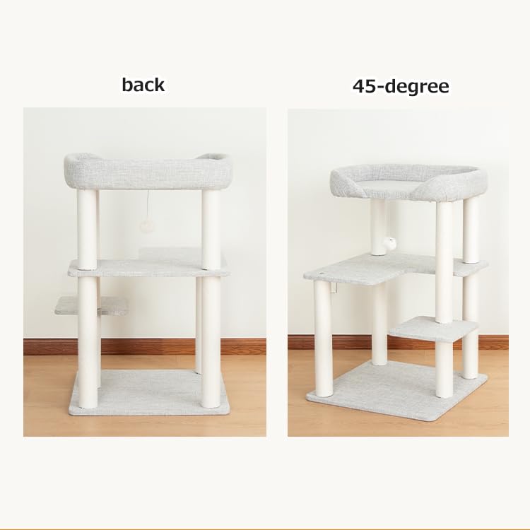 37.5" Cat Tree Tower for Large & Senior Cats (Light Grey 37.4'')