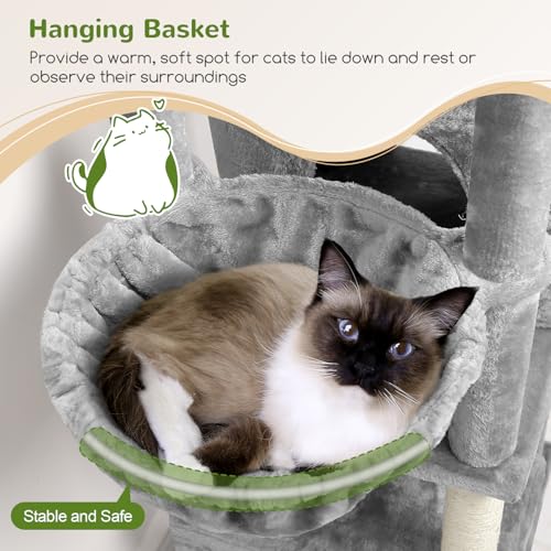 Extra Tall Cat Tree Tower for Indoor Cats (Light Grey / 76 inch)