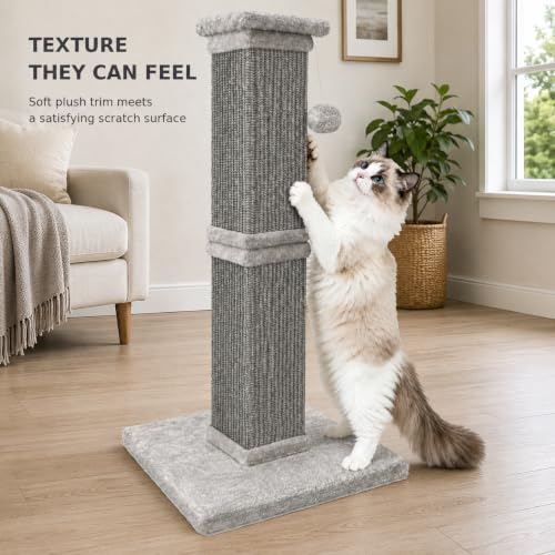 Vertical Cat Scratching Post for Indoor Cats (All Grey)