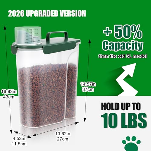 10 Lbs Cat Dog Food Storage Container (Dark Green / 12 Qt)