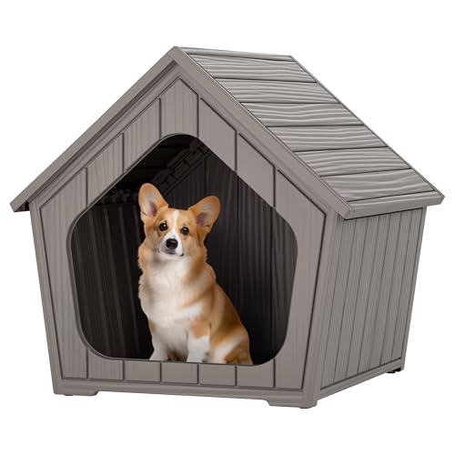 Small Dog House Outdoor Indoor (Grey / 23.43" L × 22.44" W × 22.24" H)