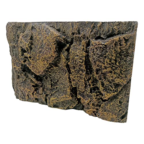 Rock Terrarium Background 3D Reptile Tank Background Board Amphibian Stereo Backdrop Wall Snake Habitat Decor for Lizard Bearded Dragon Gecko Spider Chameleon Turtle Fish (Yellow Stone)