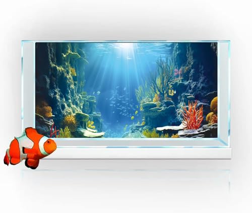 48X24IN Blue Sea Floor Aquarium Background (48X24in/120X60cm / Coral)