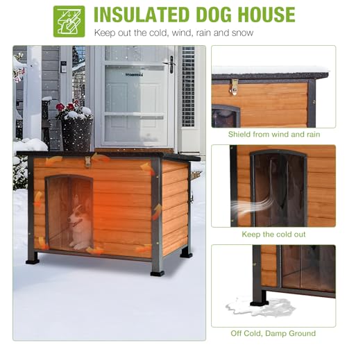 Chew Proof Dog House with Metal Iron Frame Outdoor Dog Kennel for Small Medium Large Indoor Dog Cage