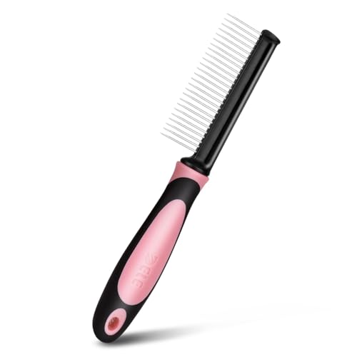 Metal Pet Comb for Cats & Dogs (Chrome,Pink)