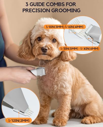 4 in 1 Rechargeable Dog Clippers Grooming Kit with 2 Speeds and Low Noise (Gray)