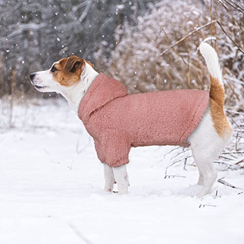 Fuzzy Dog Sweaters for Large Dogs Pet Hoodie Clothes Warm Soft Pet Coats Hooded Sweatshirt Dog Hoodie for Large Dogs (Large / Pink)