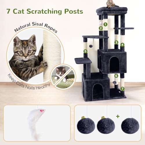 Heavy Duty Cat Trees for Big Cats Maine Coon (Dark Grey / 61inch)