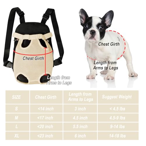 Dog Carrier Backpack Pet Legs Out Front Cat Travel Bag (Medium / Beige)