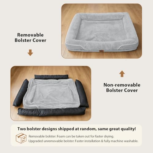 Waterproof Orthopedic Dog Bed for Large and Extra Large Dogs (Silver / 42"L x 30"W x 7.5"Th)