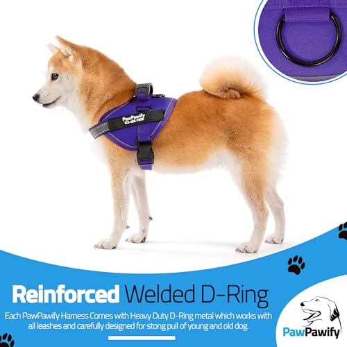 Custom No Pull Dog Harness with Name and Phone Number (L (40-60 LBS) / New Purple)