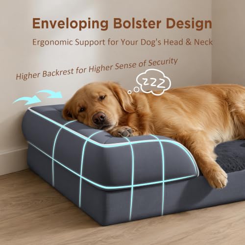 Waterproof Orthopedic Dog Bed for Medium Size Dog (30.0"L x 20.0"W x 7.0"Th / Dark Grey)
