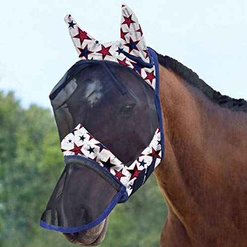 LumiVista Horse Fly Mask Long Nose with Ears UV Protection for Horse Dream Star L Full Size (Dream Star / Full (Large))