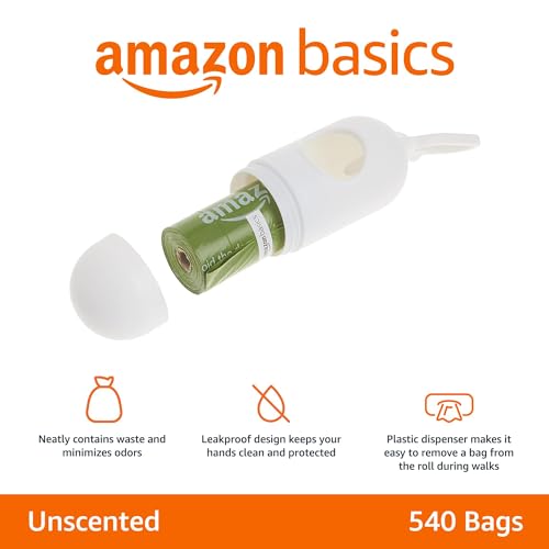 Premium Leak Proof Dog Poop Bags with Dispenser and Leash Clip (540 Bags)