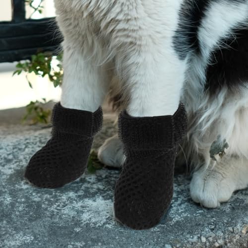 Cat Claw Caps 4 Pack Adjustable Cat Foot Covers Paw Protector Shoes Booties for Feeding Medicine Anti Scratch Socks for Grooming and Everyday Use (Black / 8X7X0.5CM)