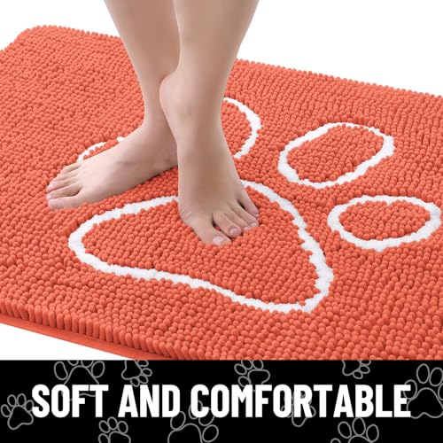 Dog Door Mat for Muddy Paws (36"X24" / Coral and White)