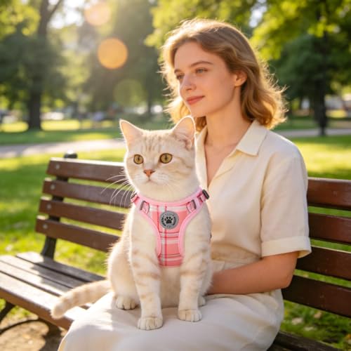 Cat Harness and Leash Set (Pink / M (Chest: 12 - 19"))