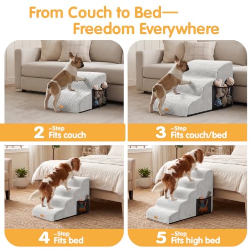 High Density Foam Dog Steps 5 Tiers (Light Grey / 33.1*15.7*22.5)